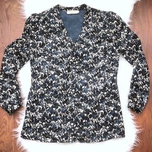 Tory Burch Caralyn Silk Button Down Floral Blouse
